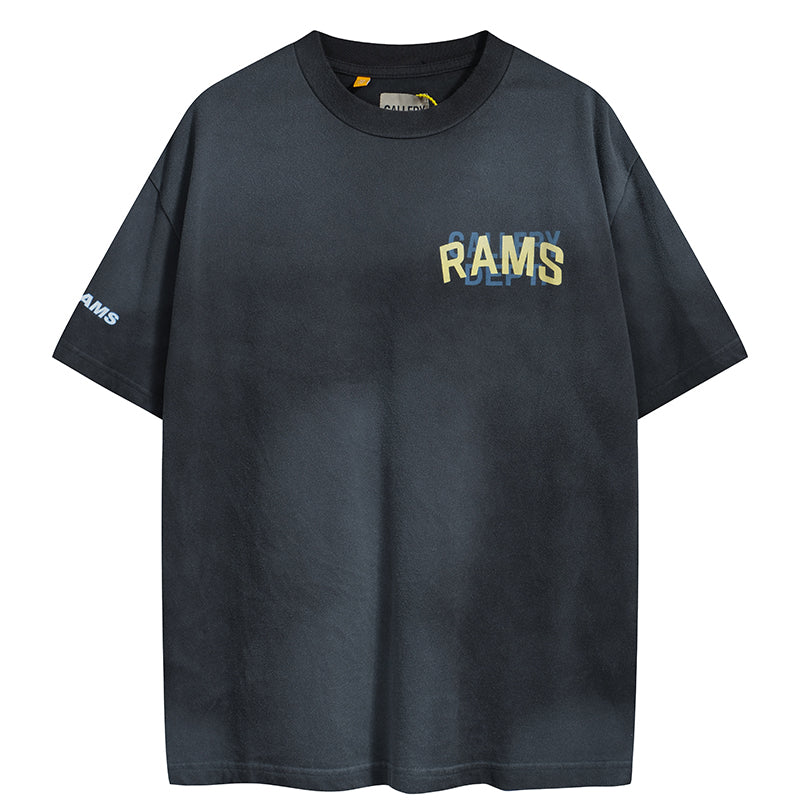 Men's LA Rams x GALLERY DEPT. Black Los Angeles Rams Faded T-Shirt