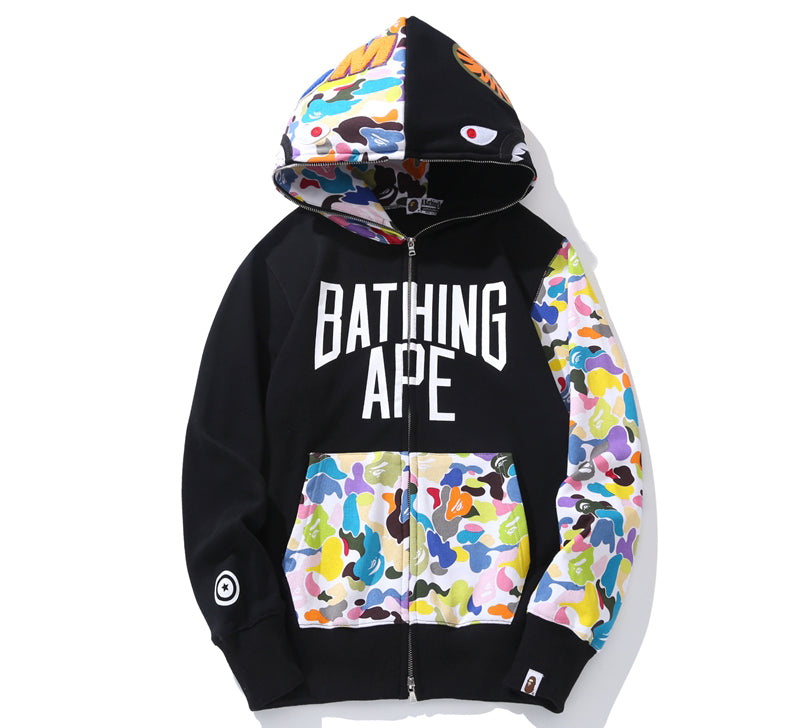 Camo and black bape on sale hoodie