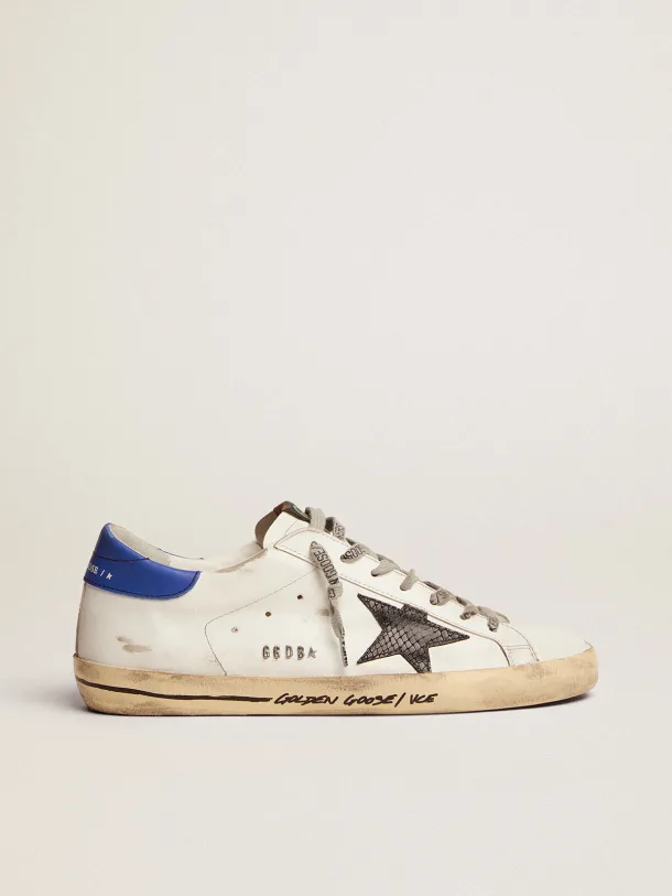 Golden Goose SUPERSTAR with black snake-print leather star and blue le –