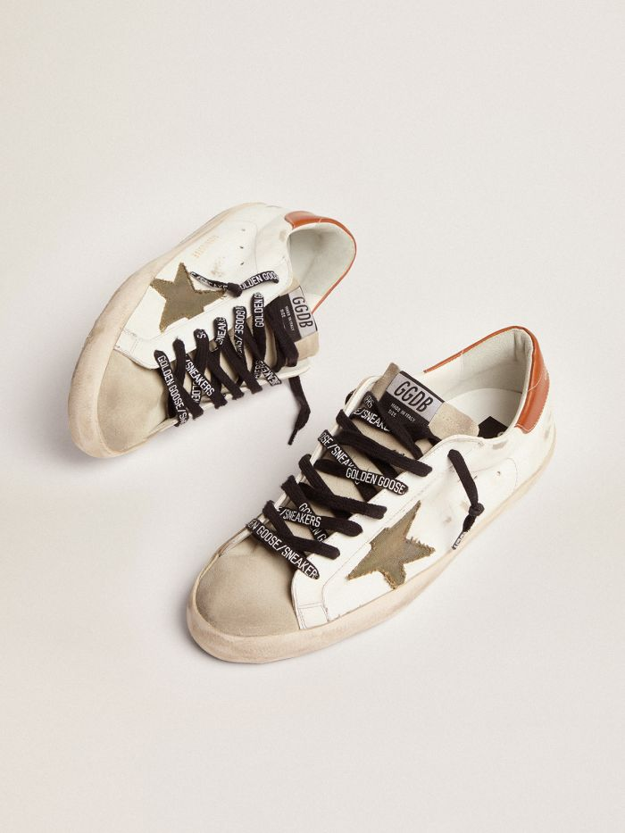 Golden Goose Super-Star LTD with olive-green canvas star and tan