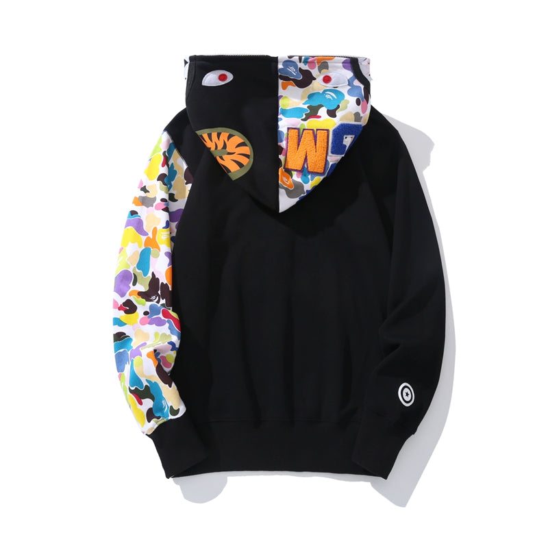 BAPE Multi Camo NYC Logo Shark Full Zip Hoodie Black – Tenisshop.la