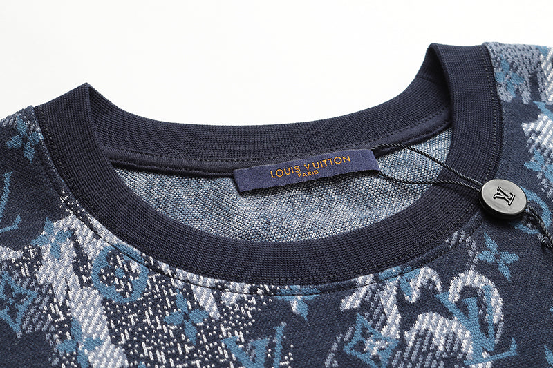 Louis Vuitton LV Monogram Louis Vuitton Tapestry Monogram Sweatshirt T-Shirt  - Blue T-Shirts, Clothing - LOU374939