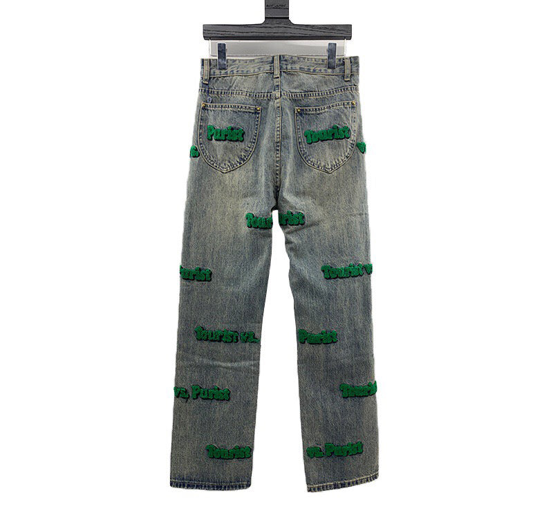 Louis Vuitton Tourist vs Purist Tuffetage Denim Pants jeans green sz 32