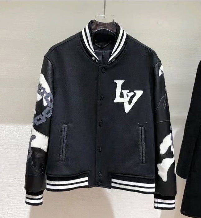 LV CHAINS CAMO VARSITY JACKET, Men's Fashion, Coats, Jackets and Outerwear  on Carousell