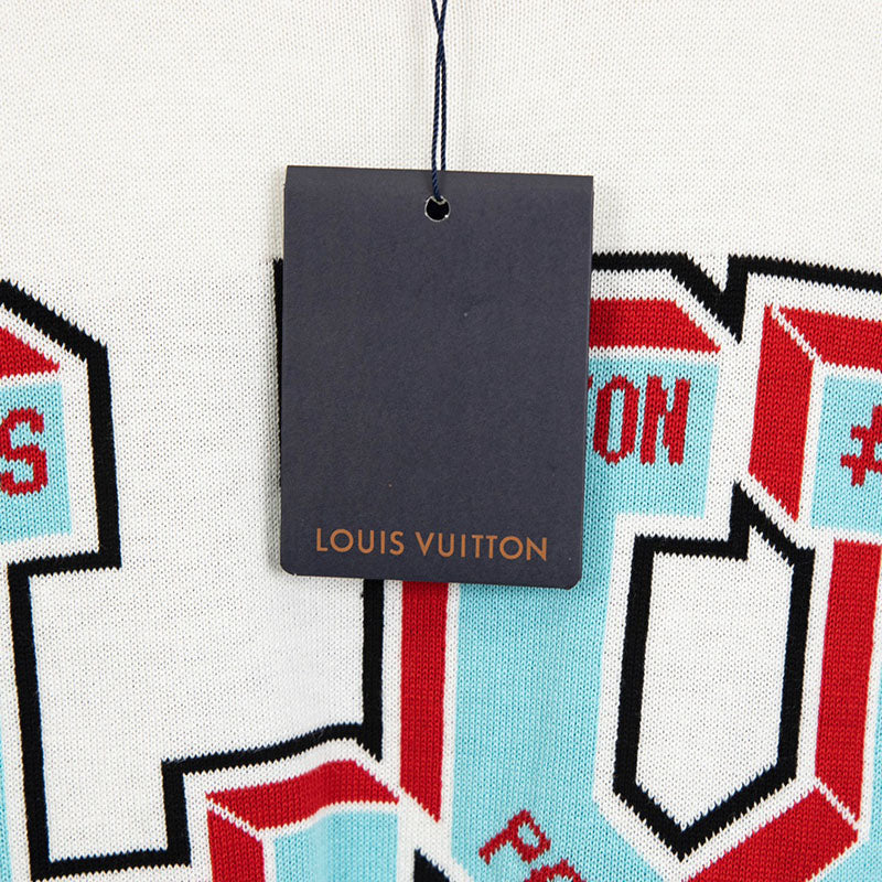 Louis Vuitton Cream Knit Sequin Embellished Samurai Detail T-Shirt