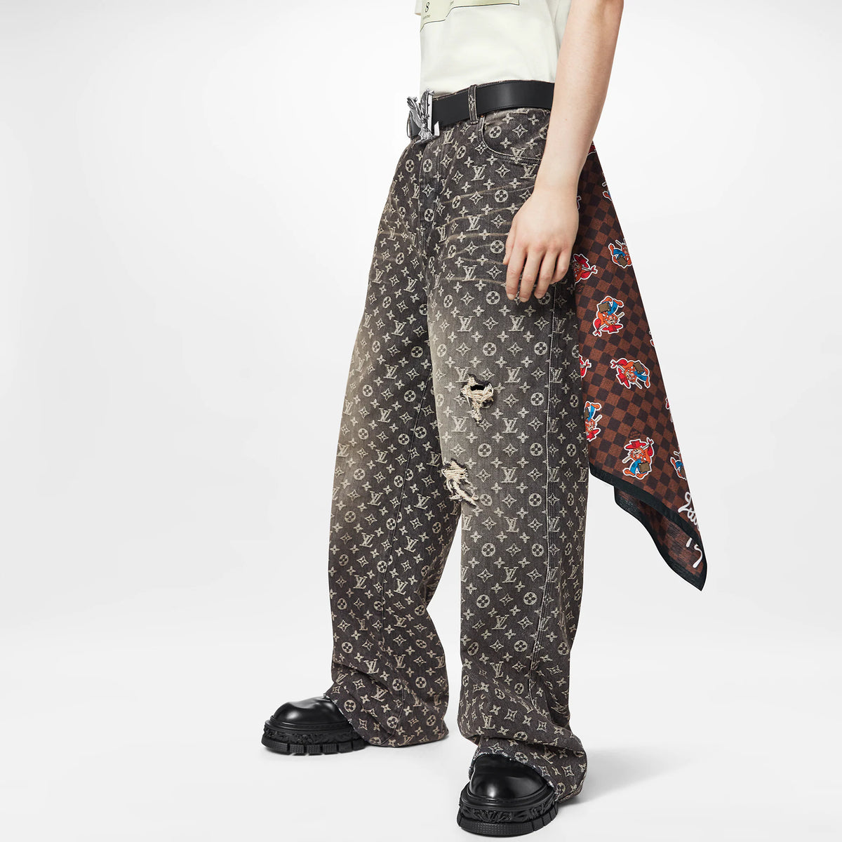Louis Vuitton Monogram High-Waisted Denim Pants