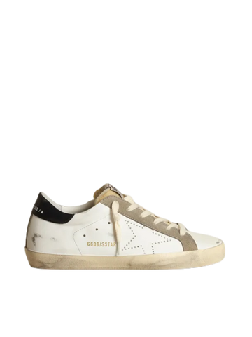 Golden Goose SUPERSTAR with perforated star and glossy midnight-blue leather heel tab
