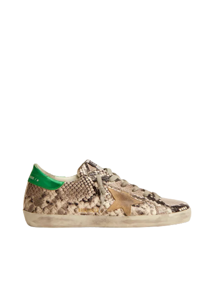 Golden Goose Super-Star LTD with snake-print leather upper and green l –