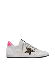 Golden Goose White Ball Star in leather with leopard-print star