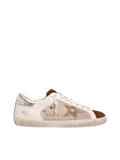 Golden Goose Super-Star white leather and pale silver mesh