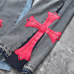 Chrome Hearts x Gallery Dept. Pink Cross Flare Patch Denim Jeans