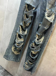 Balenciaga Super Destroyed Baggy Pants in Light Blue