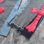 Chrome Hearts x Gallery Dept. Pink Cross Flare Patch Denim Jeans