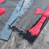 Chrome Hearts x Gallery Dept. Pink Cross Flare Patch Denim Jeans