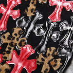 Chrome Hearts Red and Leopard Cross Patch Jeans