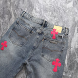 Chrome Hearts x Gallery Dept. Pink Cross Flare Patch Denim Jeans