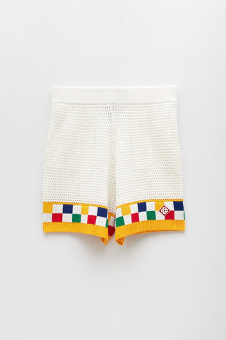 CASABLANCA Faux Crochet Short White/Yellow