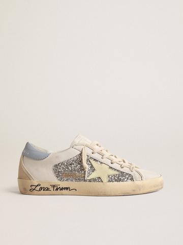 Golden Goose Bio-based Super-Star with silver glitter and yellow leather star