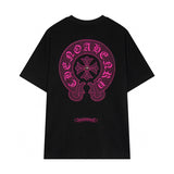 Chrome Hearts - Horseshoe Pink Cross Fleur Pin T-shirt Black