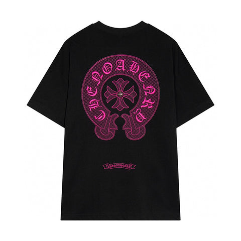 Chrome Hearts - Horseshoe Pink Cross Fleur Pin T-shirt Black