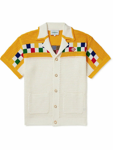 CASABLANCA Faux Crochet Shirt White/Yellow