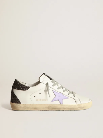 Golden Goose Super-Star Lilac leather star and purple glitter crocodile-print heel tab