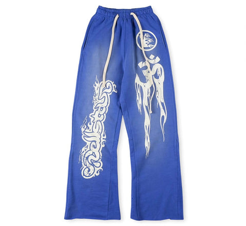 Hellstar Blue Yoga Flare Sweatpants