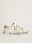 Golden Goose SUPERSTAR sneakers with silver sparkle foxing and metal stud lettering