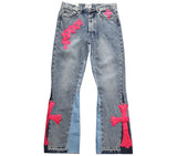 Chrome Hearts x Gallery Dept. Pink Cross Flare Patch Denim Jeans