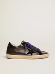 Golden Goose Super-Star gray patent leather with black suede inserts