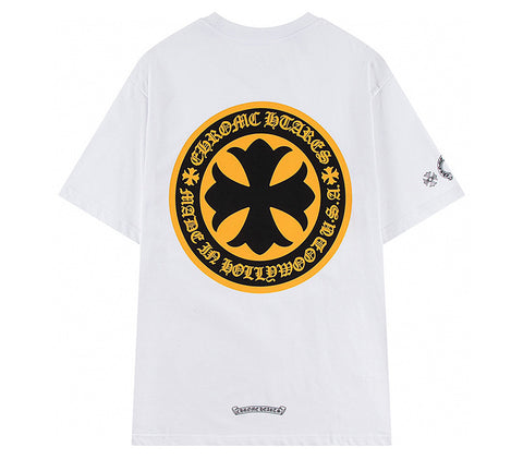 Chrome Hearts - Plus Cross Shield Logo Yellow T Shirt White