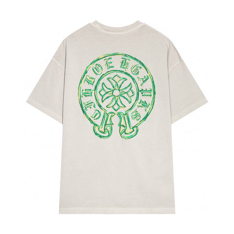 Chrome Hearts - Horseshoe Graffiti Cross Print Washed T-Shirt White