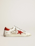 Golden Goose White Superstar sneakers in leather with red star