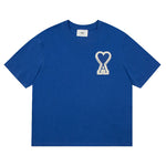 AMI Paris Oversized Logo-Appliquéd Cotton-Jersey T-Shirt Blue