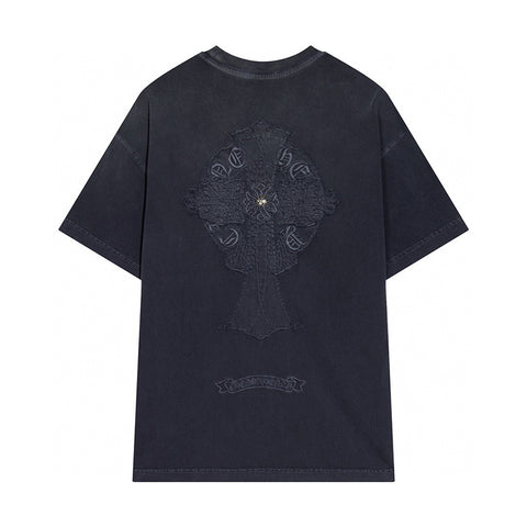 Chrome Hearts - Leather Horseshoe Cross Logo Shirt Black