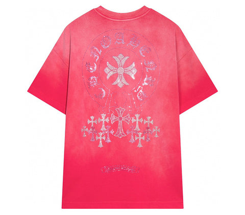 Chrome Hearts - Horseshoe Logo Multi Cross T-Shirt Pink