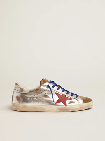 Golden Goose Super-Star laminated leather and suede with red star