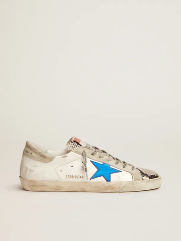 Golden Goose Super-Star snake-print leather inserts and blue laminated star