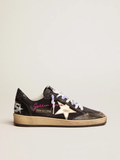 Golden Goose Black canvas Ball Star sneakers with platinum-colored star