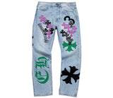 Chrome Hearts Levi's Light Wash Stencil Denim Paris Exclusive “Black & Purple"