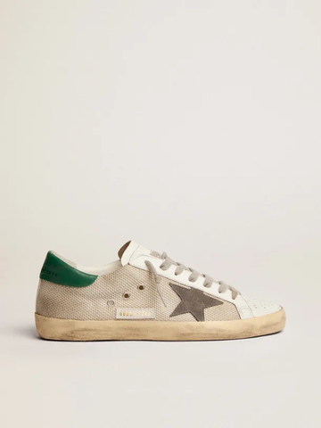 Golden Goose Super-Star sneakers in pale silver mesh with gray suede star