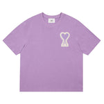 AMI Paris Oversized Logo-Appliquéd Cotton-Jersey T-Shirt Lilac