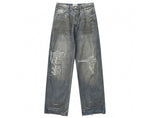 Balenciaga Mud Oil Spilled Denim Baggy Version In Blue