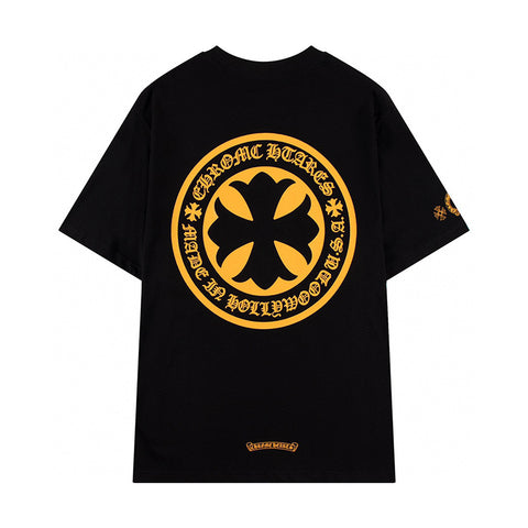 Chrome Hearts - Plus Cross Shield Logo Yellow T Shirt Black