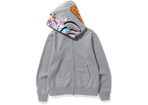 BAPE US Limited Collection Shark Full Zip Double Hoodie Grey