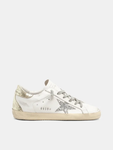 Golden Goose Super-Star silver glitter star and glossy gold leather heel tab