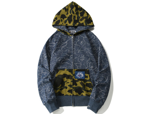 BAPE ABC Camo Relaxed Fit Full Zip Hoodie Navy