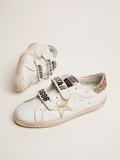 Golden Goose Old School gold laminated leather star and gold glitter