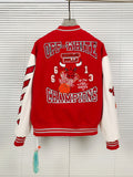 OFF-WHITE c/o Chicago Bulls Red Varsity Jacket