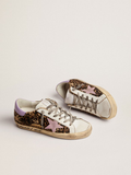 Golden Goose Super-Star LTD leopard-print pony skin with salmon-colored laminated leather star